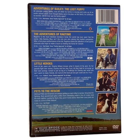 4-Movie Family Pack- Bailey, Ragtime, Little Heroes, Pets to the Rescue, EUC - Picture 5 of 5